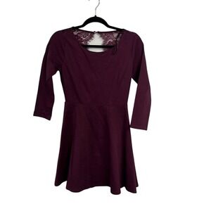 Lulus Women's Felicity Burgundy Backless Lace Mini Skater Dress Small NWT